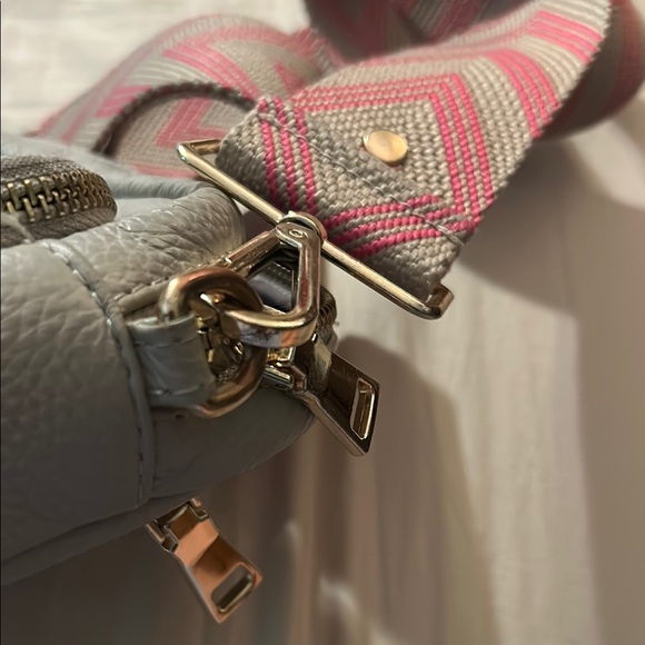 Stone Crossbody Bag with Pink Chevron Strap - Picture 9 of 15